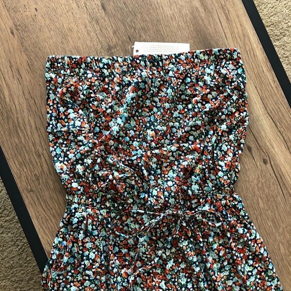 Ditsy Floral Printed Strapless Jumpsuit Joggers - Picture 4 of 9